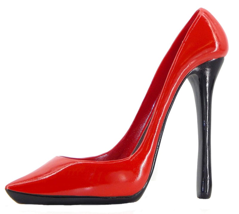 Bellaa 21381 Wine Bottle Holder Shoe Red Black High Heel Shaped Stiletto 8 Inch Tall - Image 5